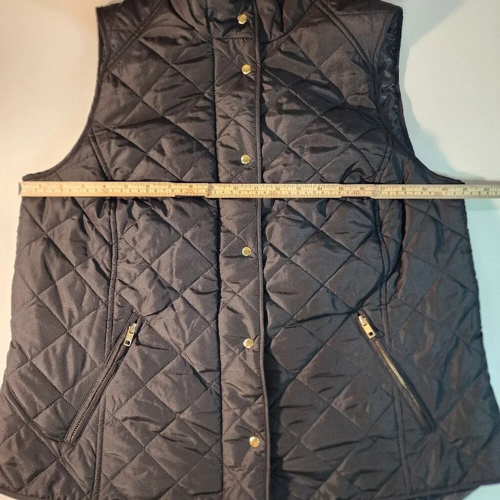 Crown & Ivy Women's Black Quilted Puffer Vest Size 1X - Picture 4 of 8